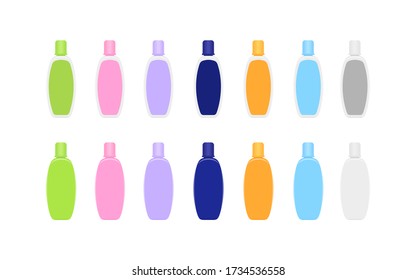 mock-up bottle plastic packaging isolated on white, bottle collection of cosmetic container design, template blank bottle for label graphic, empty bottle for lotion, shampoo, cream or soap gel product