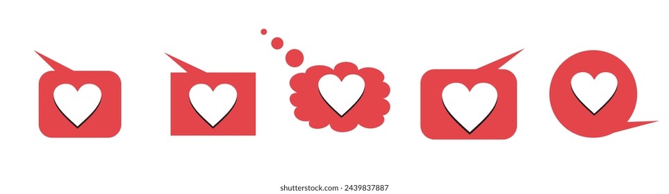 Mockup bubble heart chat symbol icon like comment social media online love concept. sms, chat, message, communication, communicate happy valentines day