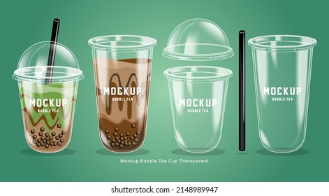 Mockup bubble tea glass transparent