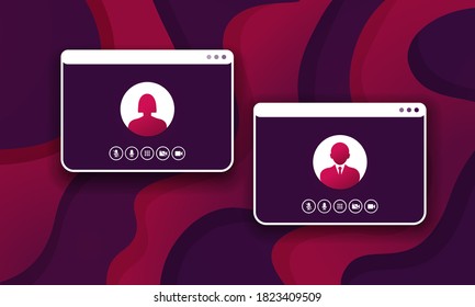 Mockup Call Screen for PC or smartphone. Video call conference, remote project management, quarantine, working from home, social distancing. Application for calls and video communications.
