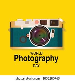 Mockup camera with yellow background decoration