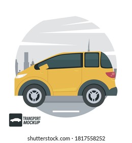 mockup car color yellow icon vector illustration design