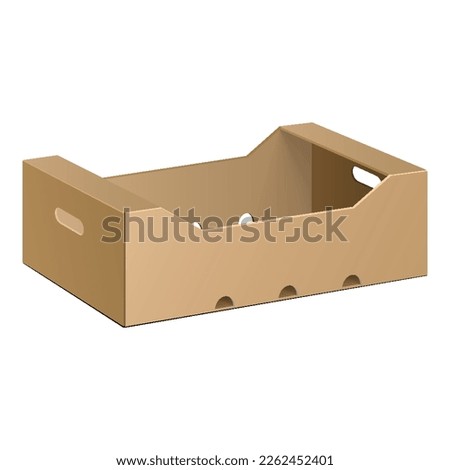 Mockup Cardboard Packag Box For Bottles, Food, Fruit, Vegetable Pack. 3D Illustration Isolated On White Background. Mock Up Template Ready For Your Design. Vector EPS10