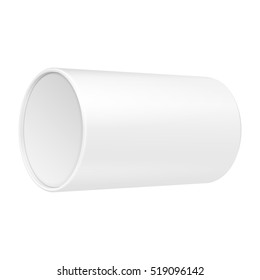 Mockup Cardboard Paper Tube Tubus Cilinder Box Container Packaging. Food, Gift. Illustration Isolated On White Background. Mock Up Template Ready For Your Design. Product Packing Vector EPS10