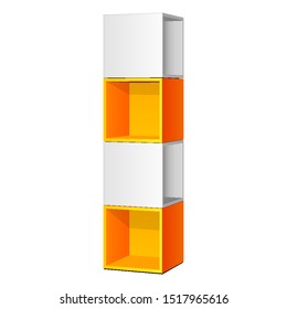Mockup Cardboard Plastic Retail Display  Gray, Orange. 3D Illustration Isolated On White Background. Mock Up Template. Vector EPS10