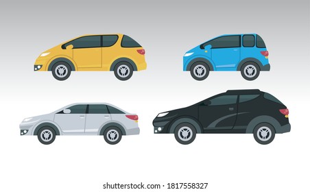 mockup cars set colors isolated icons vector illustration design