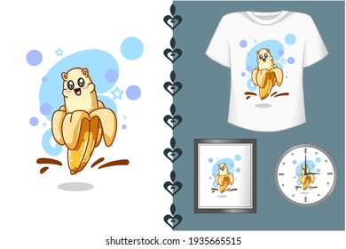 Mockup cat carrying a bag illustration
