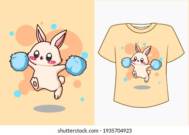 Mockup cheerful rabbit cartoon illustration