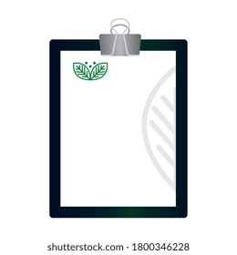 mockup clipboard and document with sign of green company, corporate identity vector illustration design