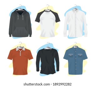 Mockup clothing icon collection design of cloth corporate identity wear and shopping theme Vector illustration
