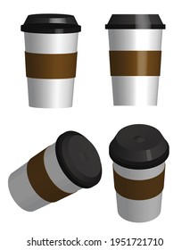 Mockup coffee cup isolated on white.Vector illustration.Top view of glass.Front view.