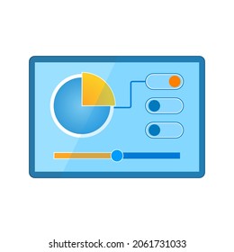 Mockup of computer program with settings and sliders isolated on white background