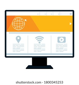 mockup, concept website development on desktop computer vector illustration design