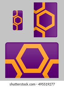 Mockup covers for technology device. Template case or sticker for mobile phone, tablet and laptop. Vector illustration for branding, advertising, business and corporate identity.