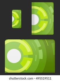 Mockup covers for technology device. Template case or sticker for mobile phone, tablet and laptop. Vector illustration for branding, advertising, business and corporate identity.