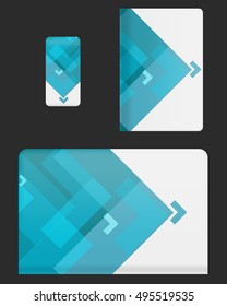 Mockup covers for technology device. Template case or sticker for mobile phone, tablet and laptop. Vector illustration for branding, advertising, business and corporate identity.