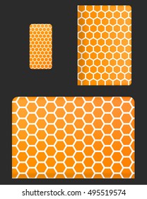 Mockup covers for technology device. Template case or sticker for mobile phone, tablet and laptop. Vector illustration for branding, advertising, business and corporate identity.
