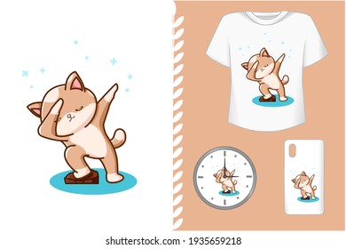 Mockup, crown cat with cute pose with blue background