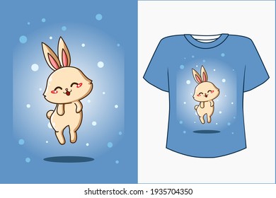 Mockup cute baby rabbit cartoon illustration