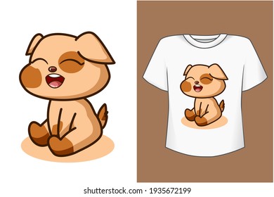 Mockup cute and beautiful baby dog cartoon illustration