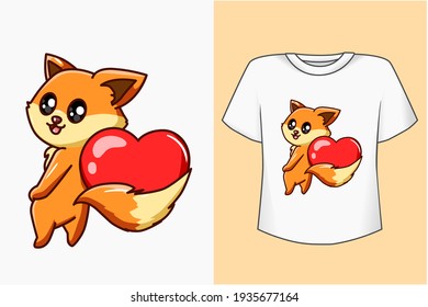 Mockup cute cat with love letter cartoon illustration