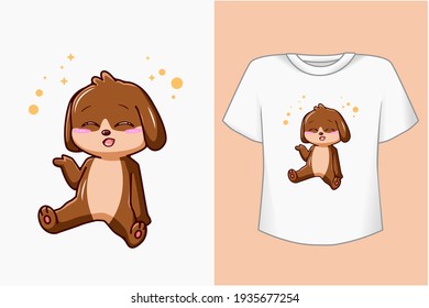 Mockup cute and cool dog cartoon illustration