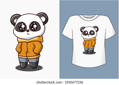 Dibujo de caricatura de panda lindo y genial