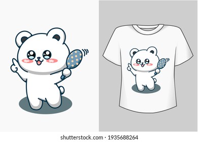 Mockup cute dancing bear cartoon illustration