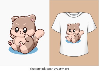 Mockup cute and happy cat cartoon illustration