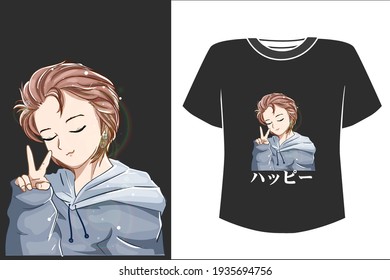 Mockup cute little boy cartoon illustration