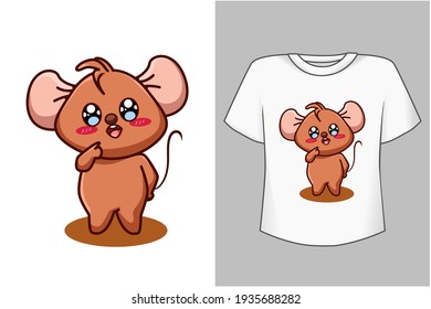 Mockup cute mouse cartoon illustration