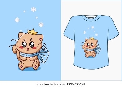 Mockup cute and pretty cat cartoon illustration