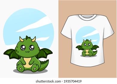 Mockup cute and pretty dinosaur cartoon illustration