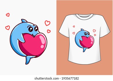 Mockup cute shark cartoon illustration