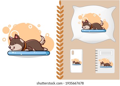 Mockup, lindo durmiente ilustración vectorial de perro
