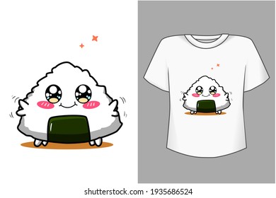 Mockup cute smile sushi cartoon illustration