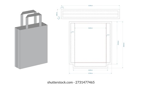 mockup and cutting shape tote bag shopping bag with sewing line. suitable for packaging vendors