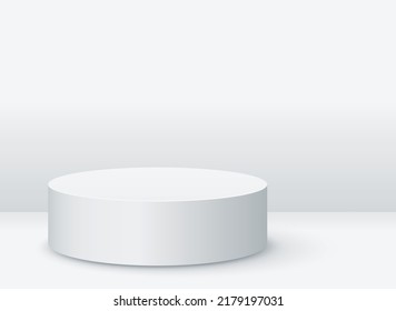 Mockup cylindrical podium for product presentation on white color background