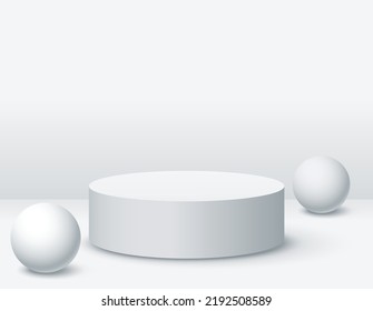 Mockup cylindrical podiums for product presentation on white color background