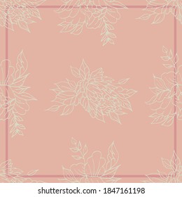 Mockup for decorating a ribbon on social networks. Background in pastel colors with flowers. Frame for text. Vector illustration.