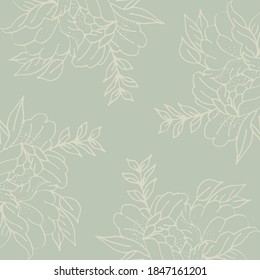 Mockup for decorating a ribbon on social networks. Background in pastel colors with flowers. Frame for text. Vector illustration.