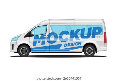 Mockup design Car Premio - Van Mockup car vector for branding on white background. Side, Front, Rear Views