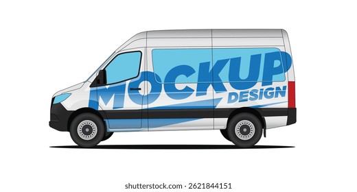 Mockup design car vector - Sprinter mockup design side view on isolated white background