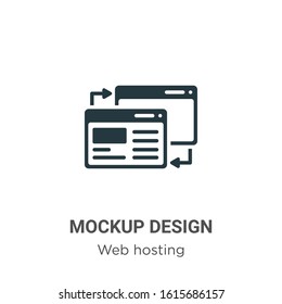 Mockup design glyph icon vector on white background. Flat vector mockup design icon symbol sign from modern web hosting collection for mobile concept and web apps design.