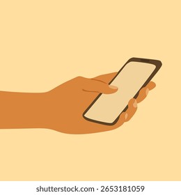 mockup design of hand holding cellphone