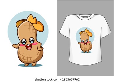 Mockup design t-shirt,cute bean cartoon illustration