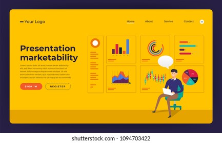 Mock-up design website flat design concept presentation skill marketability.  Vector illustration.