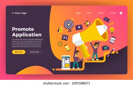 Mock-up design website flat design concept promote application. Vector illustration.