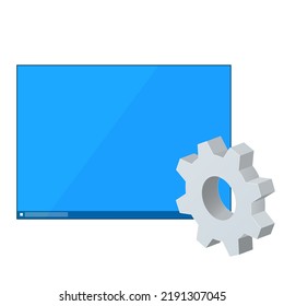 Mockup Of Desktop Or Program Window With Gear Icon Settings Icon Or Instruction