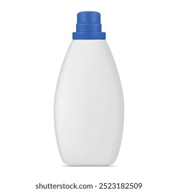 Mockup of a detergent bottle with a blue cap isolated on a white background, which improves its visibility and detail for product presentation.